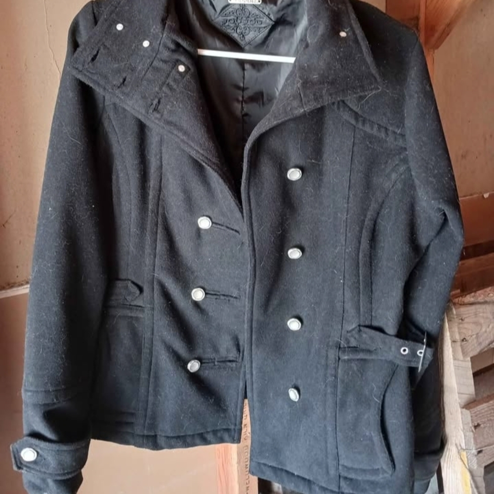 Jou Jou Black Pea Coat for Women